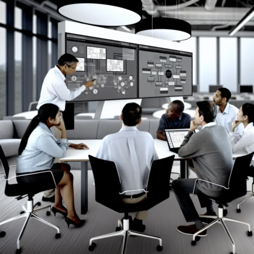 Client and consultants collaborating on systems integration architecture