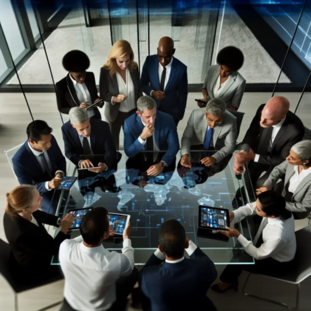 Consultants and business leaders collaborating in a strategy session.