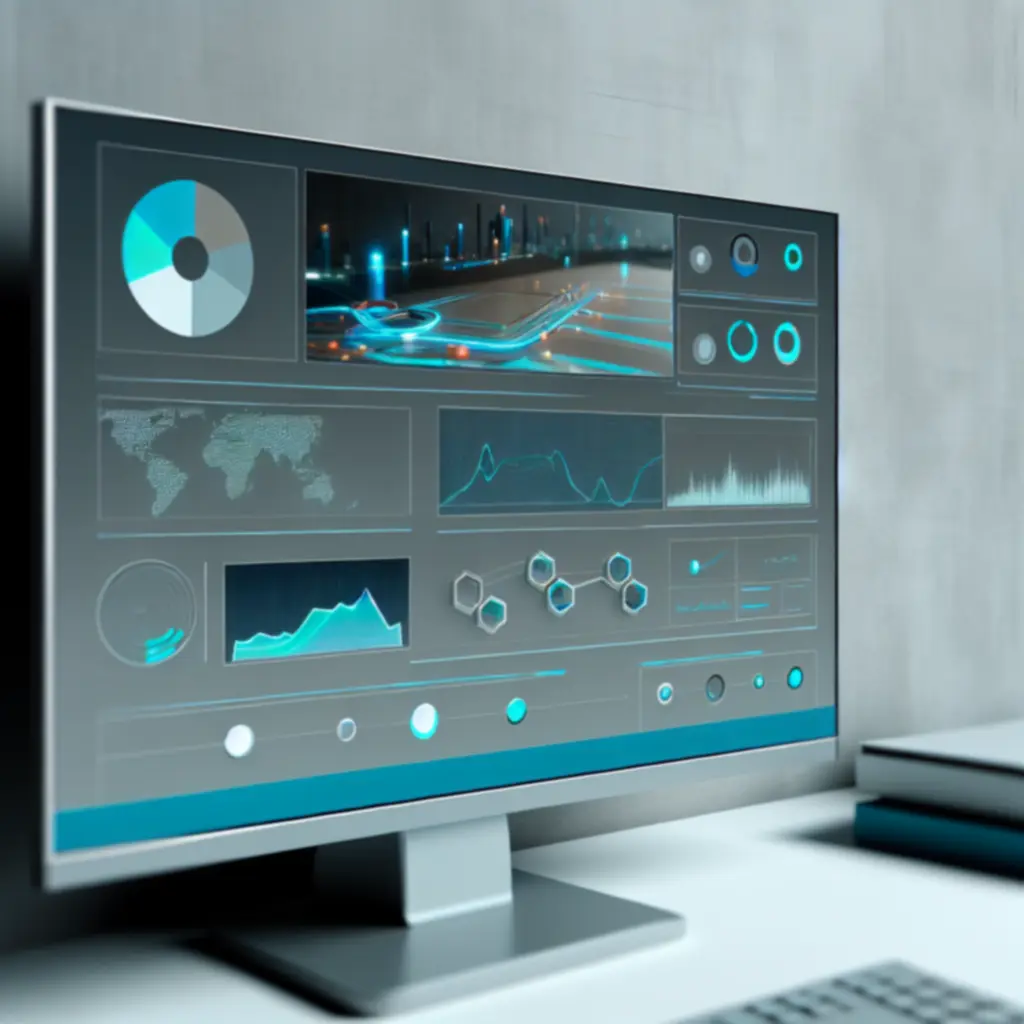 Data analytics dashboard showing live performance metrics.